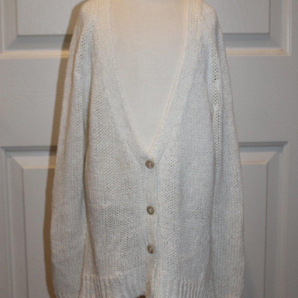 Justice Girls White Cardigan Sweater sz. 10